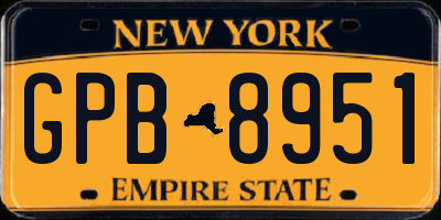 NY license plate GPB8951