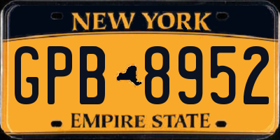 NY license plate GPB8952