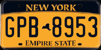 NY license plate GPB8953
