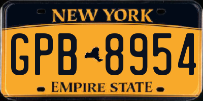NY license plate GPB8954