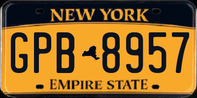 NY license plate GPB8957