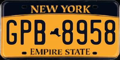 NY license plate GPB8958