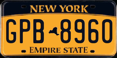 NY license plate GPB8960