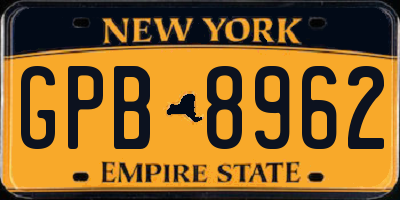 NY license plate GPB8962