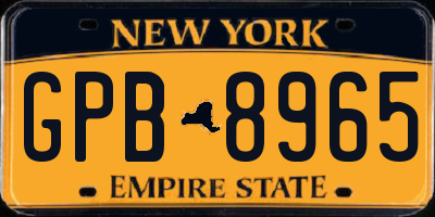 NY license plate GPB8965