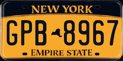 NY license plate GPB8967