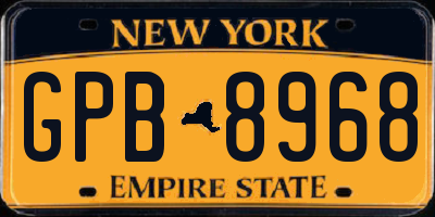 NY license plate GPB8968