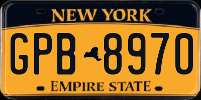 NY license plate GPB8970