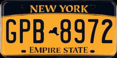 NY license plate GPB8972