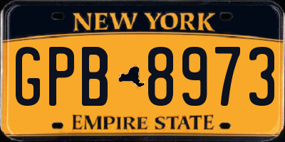 NY license plate GPB8973