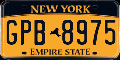 NY license plate GPB8975