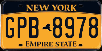 NY license plate GPB8978