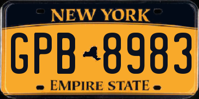 NY license plate GPB8983