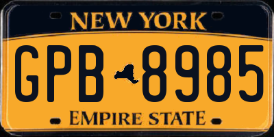 NY license plate GPB8985