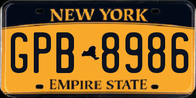 NY license plate GPB8986