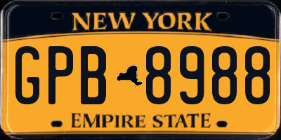 NY license plate GPB8988