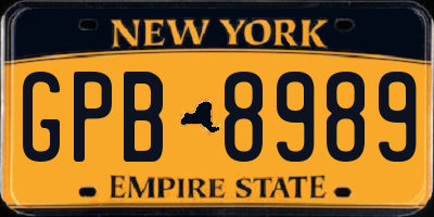 NY license plate GPB8989