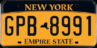 NY license plate GPB8991