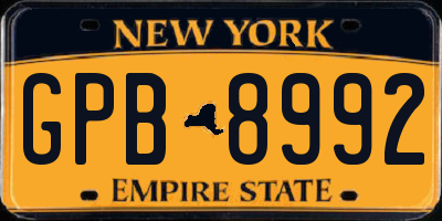 NY license plate GPB8992