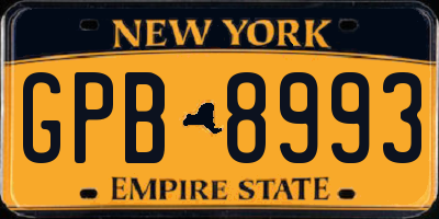 NY license plate GPB8993
