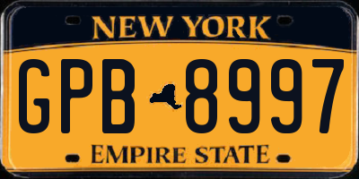 NY license plate GPB8997