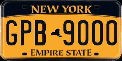 NY license plate GPB9000