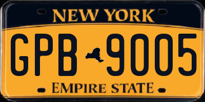 NY license plate GPB9005