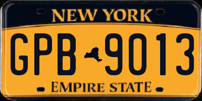 NY license plate GPB9013