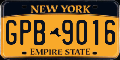 NY license plate GPB9016
