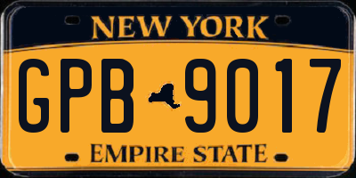 NY license plate GPB9017