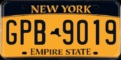 NY license plate GPB9019