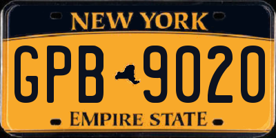 NY license plate GPB9020
