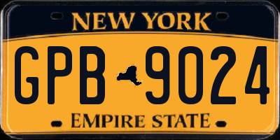 NY license plate GPB9024