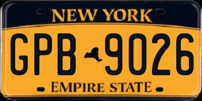 NY license plate GPB9026