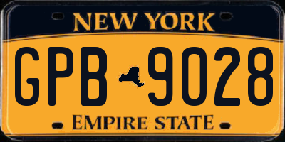 NY license plate GPB9028