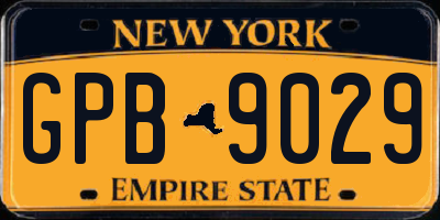 NY license plate GPB9029