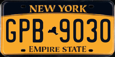 NY license plate GPB9030