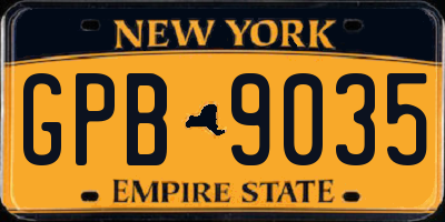 NY license plate GPB9035