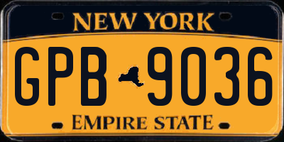 NY license plate GPB9036