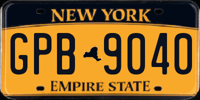 NY license plate GPB9040