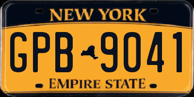 NY license plate GPB9041