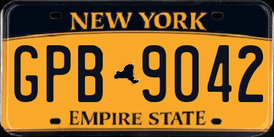 NY license plate GPB9042