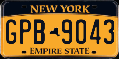 NY license plate GPB9043