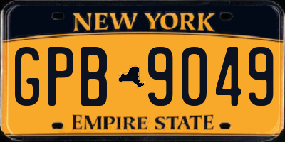 NY license plate GPB9049