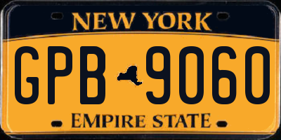 NY license plate GPB9060