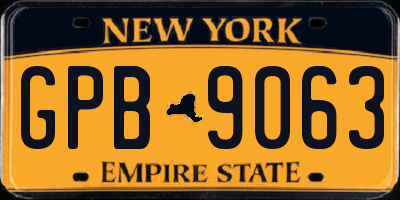 NY license plate GPB9063