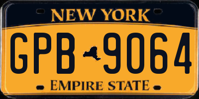 NY license plate GPB9064