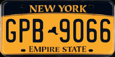 NY license plate GPB9066