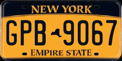 NY license plate GPB9067