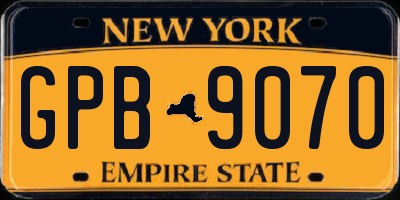 NY license plate GPB9070